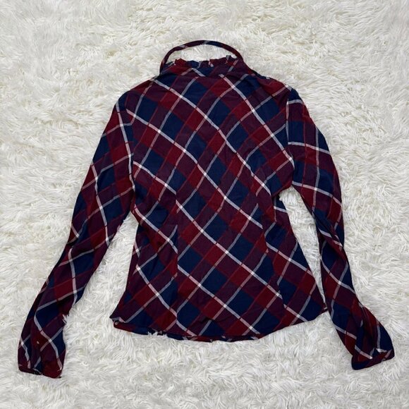 Burberry Blue Label Women's Red Check Ruffle Blouse - Size 38 (US XS-S) - Picture 4 of 9